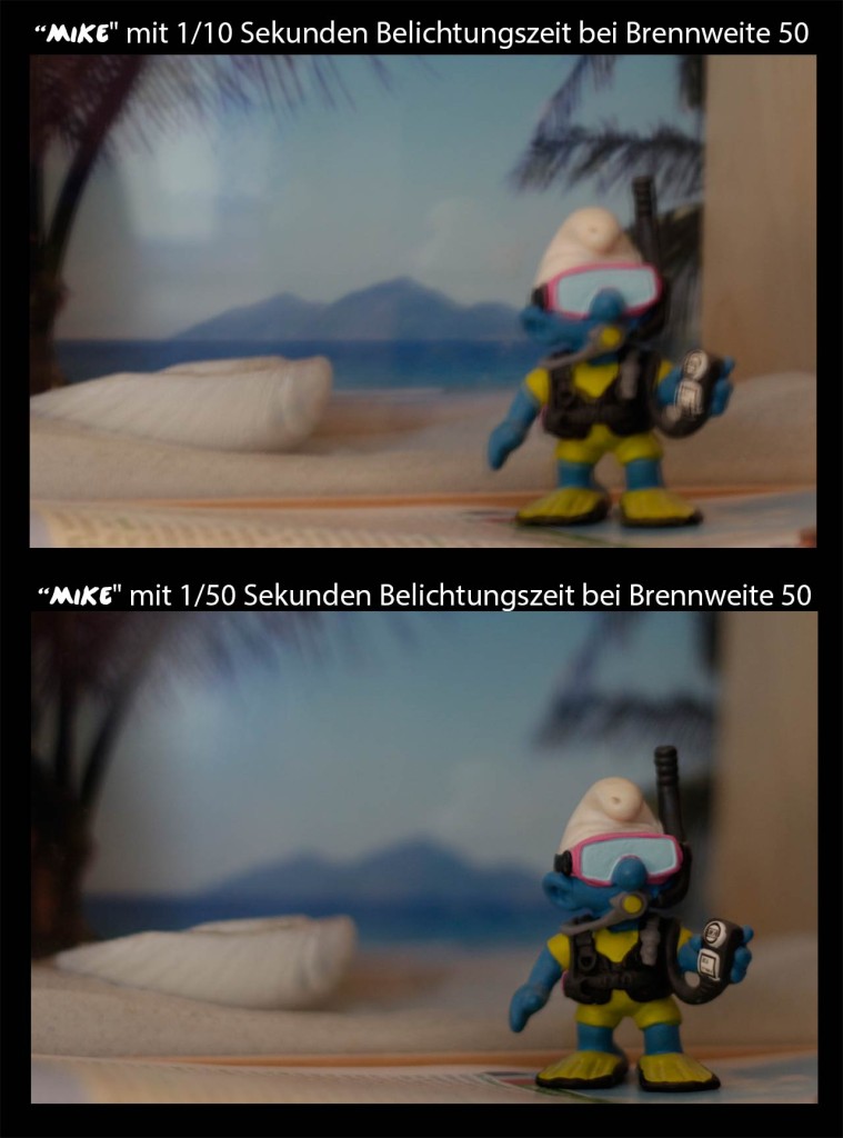 Beispiel Belichtungszeit mit Schlumpf Mike